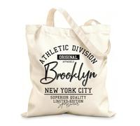 AILOONG Webbing Strap Tote Bag athletic brooklyn typography 12 oz thick fabric Sketching bag 25x30cm Small
