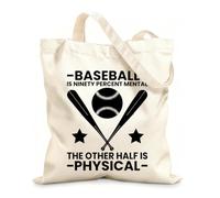 AILOONG Webbing Strap Tote Bag baseball is ninety percent mental the other half is physical 12 oz thick fabric Sketching bag 35x40cm Large