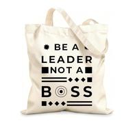 AILOONG Webbing Strap Tote Bag be a leader not a boss quote modern typography 12 oz thick fabric Sketching bag 31x36cm Medium