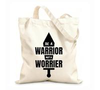 AILOONG Webbing Strap Tote Bag be a warrior not a worrier typography quotes bible verse motivational words christian poster 12 oz thick fabric Sketching bag 25x30cm Small