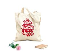 AILOONG Webbing Strap Tote Bag be active be healthy be happy 340g/m² thick fabric Sketching bag
