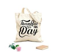 AILOONG Webbing Strap Tote Bag be thankful 12 oz thick fabric Sketching bag 25x30cm Small