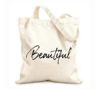 AILOONG Webbing Strap Tote Bag beautiful chaos typography slogan 12 oz thick fabric Sketching bag 35x40cm Large