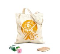 AILOONG Webbing Strap Tote Bag Beautiful Japanese girl holding a samurai sword in a fighting stance 340g/m² thick fabric Sketching bag