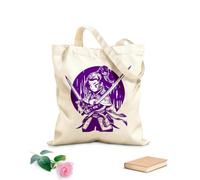 AILOONG Webbing Strap Tote Bag Beautiful Japanese girl holding a samurai sword in a fighting stance 340g/m² thick fabric Sketching bag
