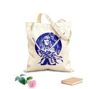 AILOONG Webbing Strap Tote Bag Beautiful Japanese girl holding a samurai sword in a fighting stance 340g/m² thick fabric Sketching bag