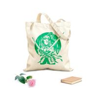 AILOONG Webbing Strap Tote Bag Beautiful Japanese girl holding a samurai sword in a fighting stance 340g/m² thick fabric Sketching bag