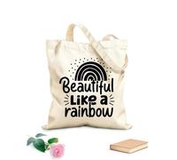 AILOONG Webbing Strap Tote Bag beautiful like a rainbow 12 oz thick fabric Sketching bag 31x36cm Medium