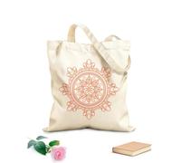 AILOONG Webbing Strap Tote Bag beautiful mandala ornament design with geometric circle element made on 340g/m² thick fabric Sketching bag