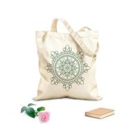 AILOONG Webbing Strap Tote Bag beautiful mandala ornament design with geometric circle element made on 340g/m² thick fabric Sketching bag