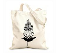 AILOONG Webbing Strap Tote Bag beautiful vintage feather with ornament bird feather stylized feather outline doodle 12 oz thick fabric Sketching bag 25x30cm Small