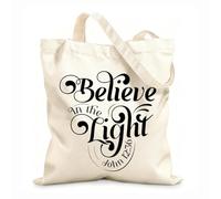 AILOONG Webbing Strap Tote Bag Believe in the Light John Bible Christian Scriptures Motivational and Inspirational 12 oz thick fabric Sketching bag 35x40cm Large