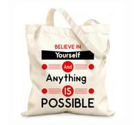 AILOONG Webbing Strap Tote Bag Believe in yourself everything is possible 12 oz thick fabric Sketching bag 25x30cm Small
