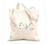 AILOONG Webbing Strap Tote Bag best wishes lettering handwritten modern calligraphy brush painted letters 12 oz thick fabric Sketching bag 35x40cm Large