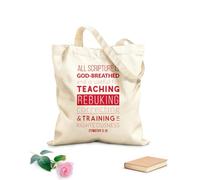 AILOONG Webbing Strap Tote Bag bible quote from 2 timothy all scripture is god breathed and is useful 340g/m² thick fabric Sketching bag