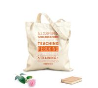 AILOONG Webbing Strap Tote Bag bible quote from 2 timothy all scripture is god breathed and is useful 340g/m² thick fabric Sketching bag