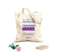 AILOONG Webbing Strap Tote Bag bible quote from 2 timothy all scripture is god breathed and is useful 340g/m² thick fabric Sketching bag