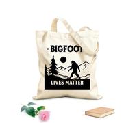 AILOONG Webbing Strap Tote Bag bigfoot lives matter sasquatch lover design 12 oz thick fabric Sketching bag 31x36cm Medium