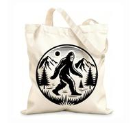 AILOONG Webbing Strap Tote Bag bigfoot walking under the stars nighttime adventure 12 oz thick fabric Sketching bag 25x30cm Small