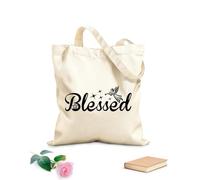 AILOONG Webbing Strap Tote Bag blessed jesus nativity typography religion christian bible quotes art 12 oz thick fabric Sketching bag 31x36cm Medium