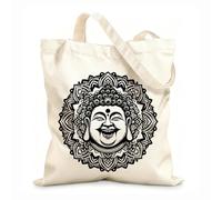 AILOONG Webbing Strap Tote Bag blissful whispers laughing buddhas circle 12 oz thick fabric Sketching bag 31x36cm Medium