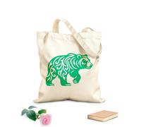 AILOONG Webbing Strap Tote Bag bold wild bear silhouette with raised paws 340g/m² thick fabric Sketching bag