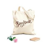 AILOONG Webbing Strap Tote Bag bonjour paris phrase lettering calligraphy brush 340g/m² thick fabric Sketching bag