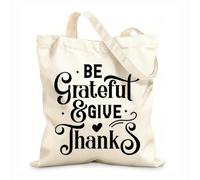 AILOONG Webbing Strap Tote Bag Give thanks and express gratitude bible verse calligraphy christian scripture 12 oz thick fabric Sketching bag 31x36cm Medium