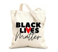 AILOONG Webbing Strap Tote Bag lives matter anti racism motivation typography 12 oz thick fabric Sketching bag 31x36cm Medium