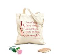 AILOONG Webbing Strap Tote Bag Love bears all things, believes all things, hopes all things, endures all things.Love never fails. 1 Corinthians 13:7 340g/m² thick fabric Sketching bag