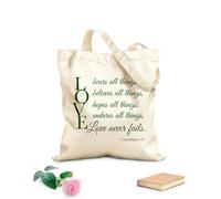 AILOONG Webbing Strap Tote Bag Love bears all things, believes all things, hopes all things, endures all things.Love never fails. 1 Corinthians 13:7 340g/m² thick fabric Sketching bag