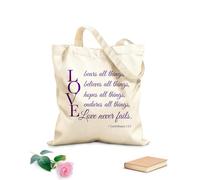 AILOONG Webbing Strap Tote Bag Love bears all things, believes all things, hopes all things, endures all things.Love never fails. 1 Corinthians 13:7 340g/m² thick fabric Sketching bag