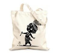 AILOONG Webbing Strap Tote Bag of a little indian boy holding a stick 12 oz thick fabric Sketching bag 35x40cm Large