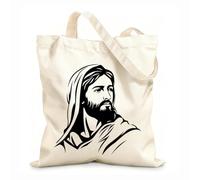 AILOONG Webbing Strap Tote Bag of jesus christ in a clean simple icon silhouette 12 oz thick fabric Sketching bag 31x36cm Medium
