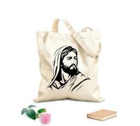 AILOONG Webbing Strap Tote Bag of jesus christ in a clean simple icon silhouette 12 oz thick fabric Sketching bag 25x30cm Small