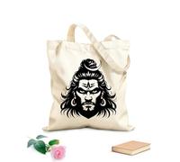 AILOONG Webbing Strap Tote Bag s silhouette design of lord shiva intense angry expression 12 oz thick fabric Sketching bag 35x40cm Large