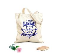 AILOONG wine quote this is making me awesome Reinforced Bottom Canvas Bag 340g/m² thick fabric Uses as a gift bag