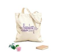 AILOONG Word Cloud Mobile Banking Cotton Canvas Shoulder Bags 340g/m² thick fabric Uses as a tool bag