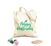 AILOONG Words Happy Halloween Witch Magic Witchcraft Unbleached Canvas Tote Bag 340g/m² thick fabric Uses as a tool bag