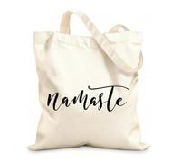 AILOONG Words Namaste Yoga Hindu Tradition Unbleached Canvas Tote Bag 12 oz thick fabric Uses as a tool bag 35x40cm Large