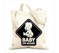 AILOONG Words Quote Car Baby On Board Unbleached Canvas Tote Bag 12 oz thick fabric Uses as a tool bag 25x30cm Small