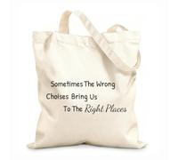 AILOONG Words Wrong Choices Right Place Inspiring Quote Unbleached Canvas Tote Bag 12 oz thick fabric Uses as a tool bag 25x30cm Small