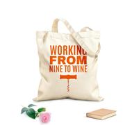 AILOONG working from nine to wine quote typographical Reinforced Bottom Canvas Bag 340g/m² thick fabric Uses as a gift bag