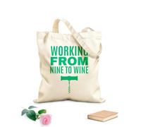 AILOONG working from nine to wine quote typographical Reinforced Bottom Canvas Bag 340g/m² thick fabric Uses as a gift bag