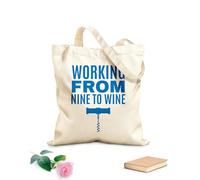 AILOONG working from nine to wine quote typographical Reinforced Bottom Canvas Bag 340g/m² thick fabric Uses as a gift bag