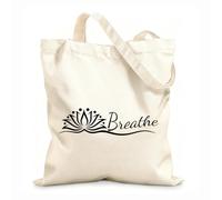 AILOONG Yoga Studio Breathe Lotus Flower Buddhism Unbleached Canvas Tote Bag 12 oz thick fabric Uses as a tool bag 31x36cm Medium