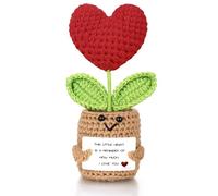 ailov Handmade Mini Crochet Heart Decorative Keepsake for Adults, Positive Crochet Flower for Mom Dad Friends Sister (Love Reminder)