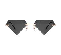 ailov Unique Diamond Sunglasses Rimless Trendy Men Women UV400 Funky Harry Fashion Glasses, black, 60mm