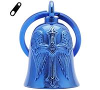 AilRabbit Motorcycle Bell Hanger, Biker Bells Protect The Rider, Cross, Blue, Stainless Steel, Handlebar Mount