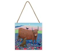 Ailsa Black Hearty Hare Wooden Block Brown/green (20Cm X 20Cm)